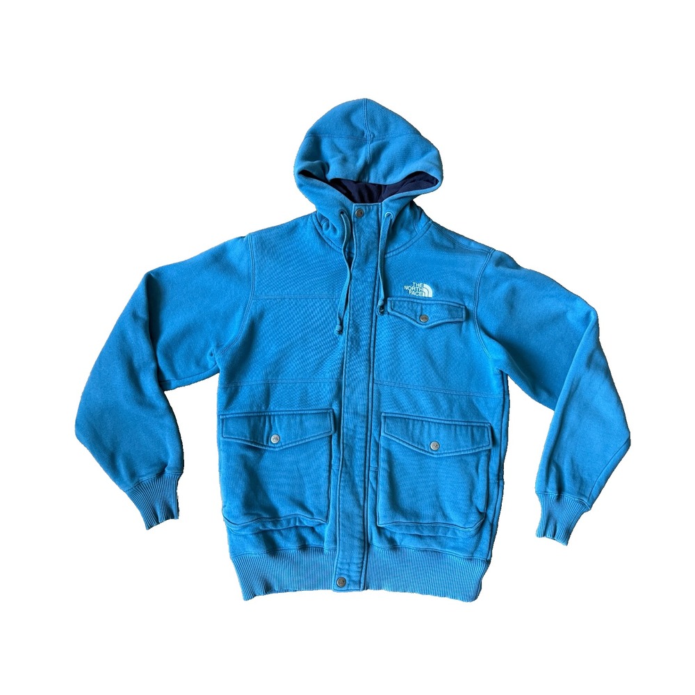 The North Face Blue Full Zip Hoodie Men's M Fleece Lined‎ Casual Outdoor Jacket